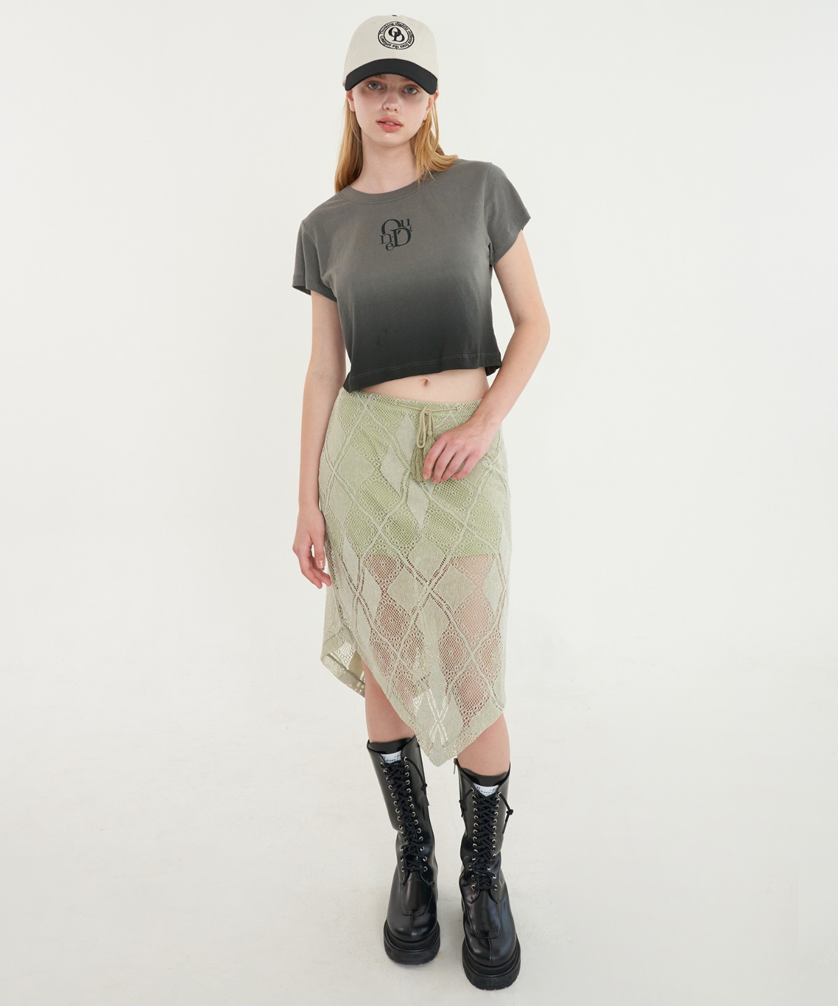 Cut out tassel skirt_L.green 