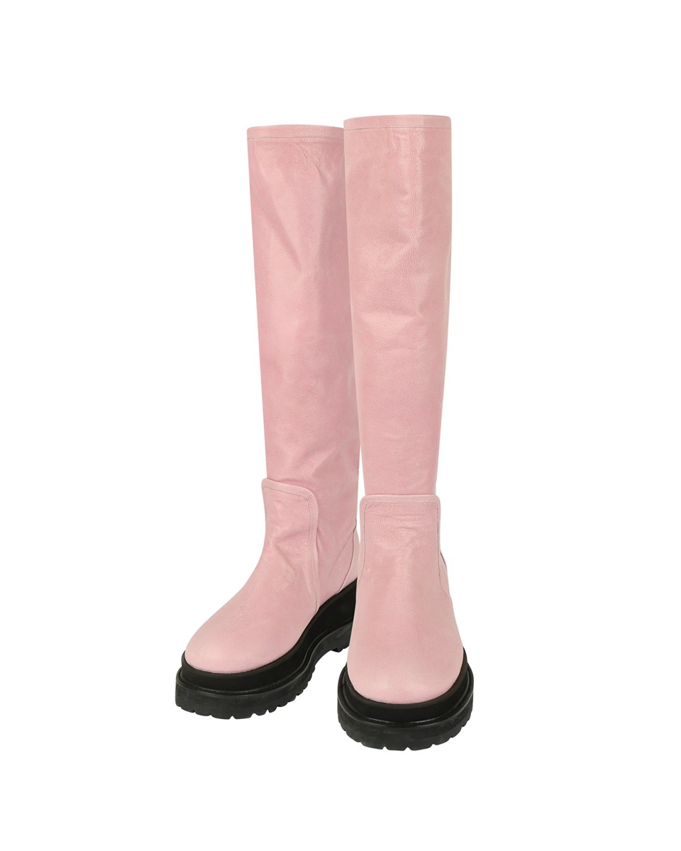 Color long boots_Baby pink