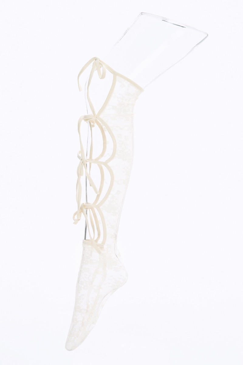 (4차) New ribbon string lace socks _Ivory