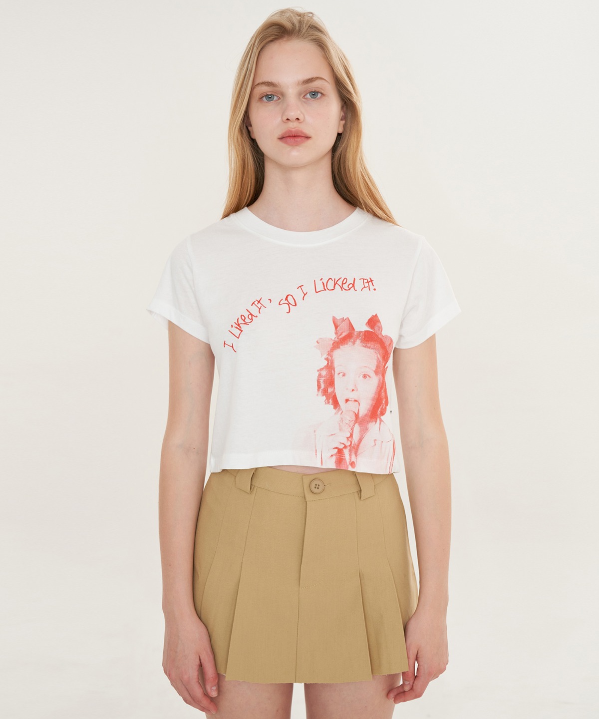 I liked it crop t-shirts_White/Red