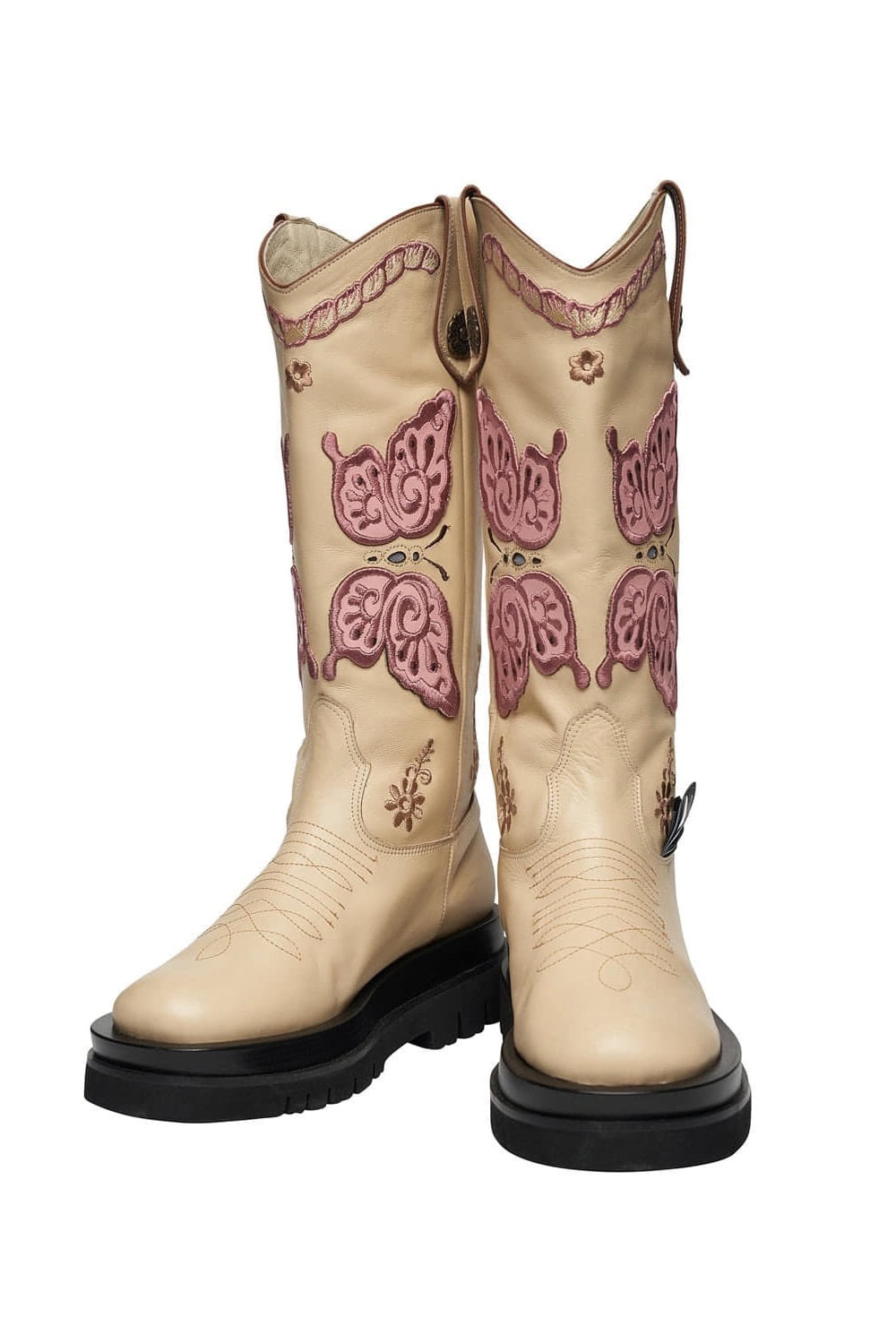 ODDONEOUT butterfly western boots_Ivory