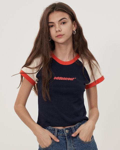 COLORED BASIC CROP T-SHIRT_NAVY