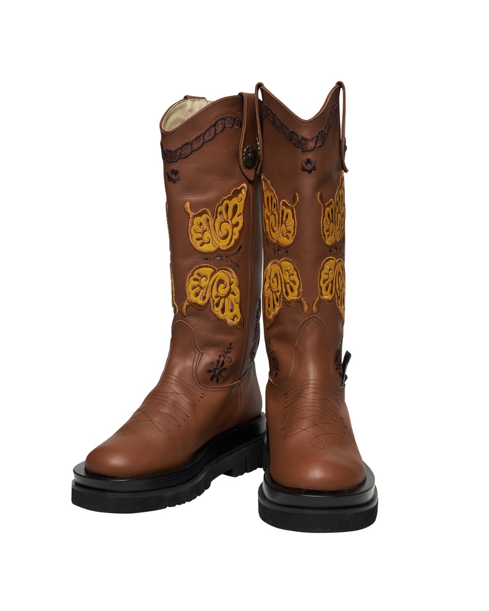 ODDONEOUT butterfly western boots_Brown