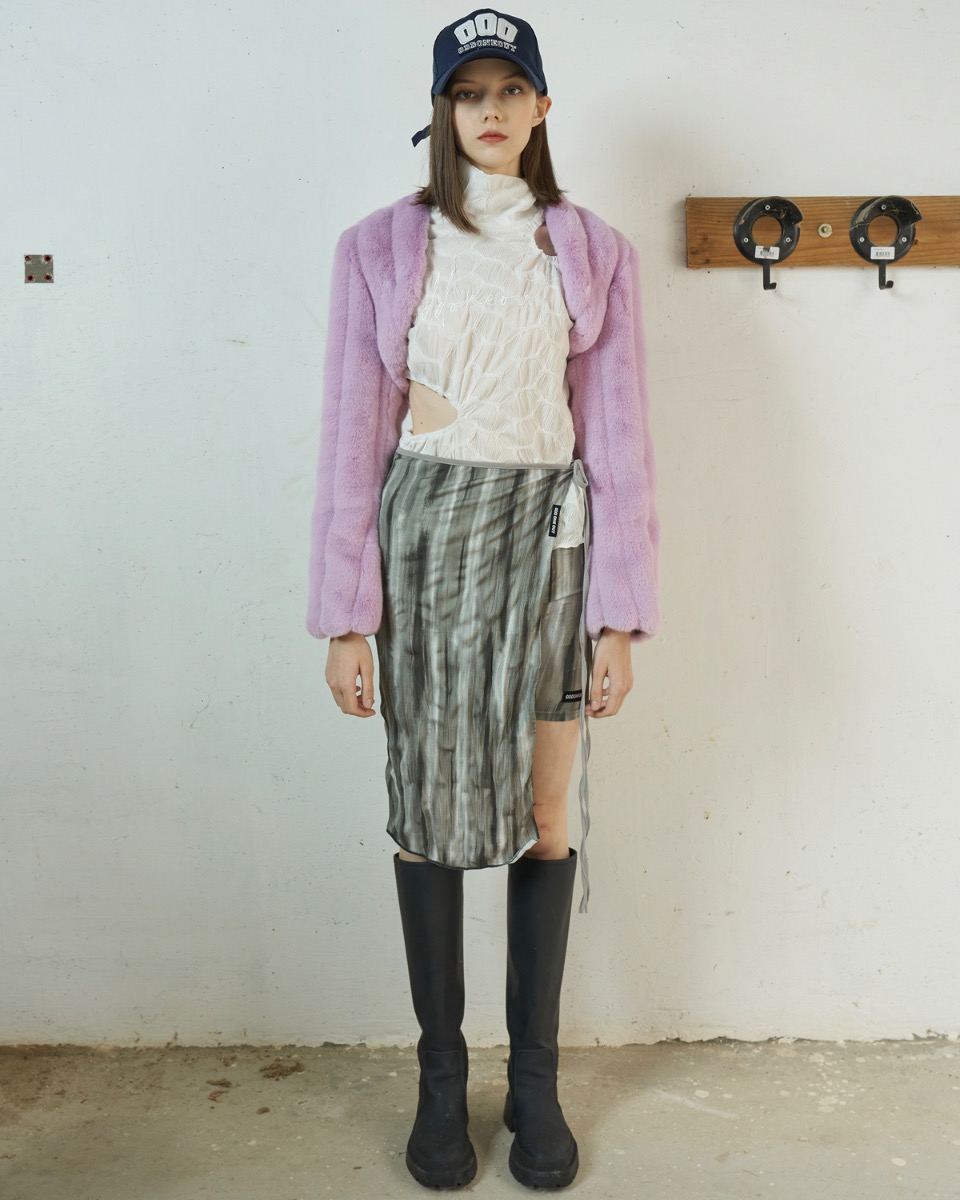 Mixed color skirt &amp; leggings_Gray
