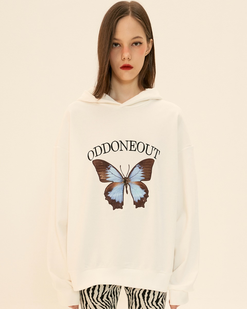 Butterfly needlework hoodie_White