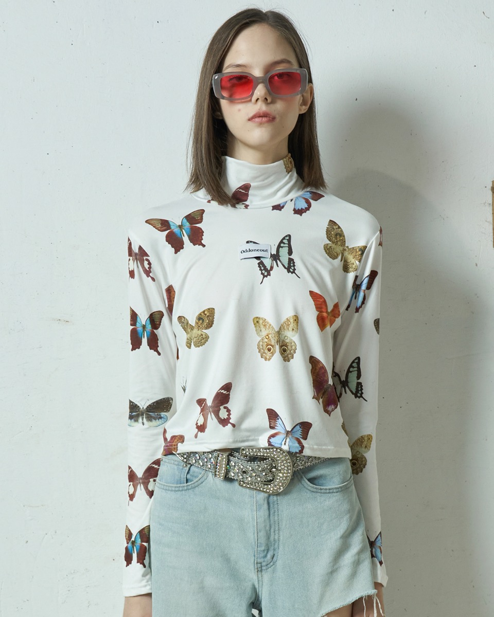 Butterfly High neck top_white