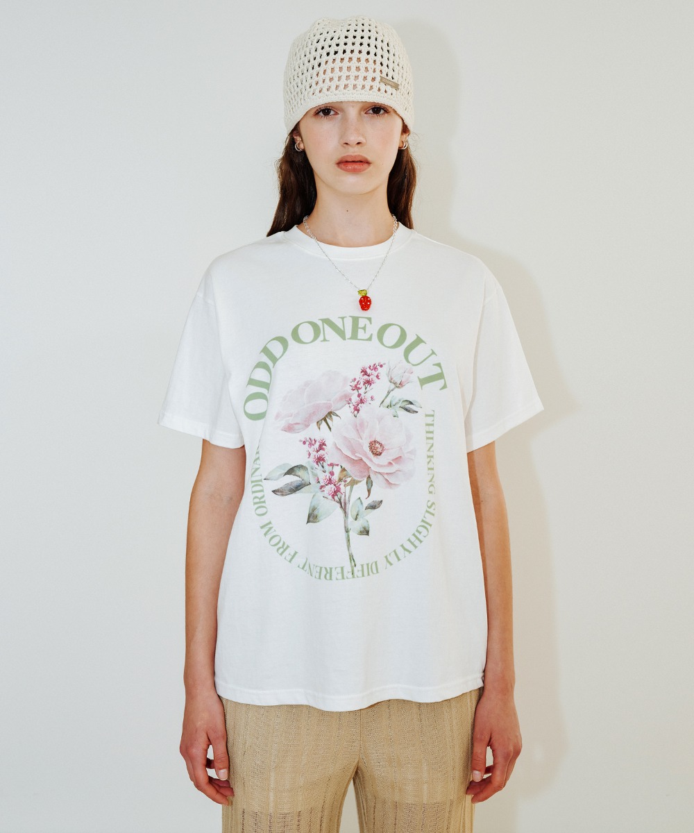 ODD Flower Circe logo T-shirts_White