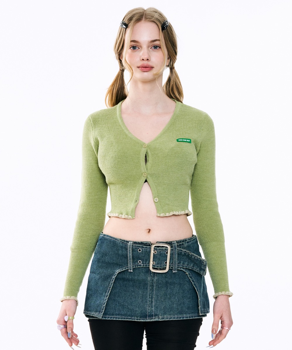 Color mello knit cardigan_L.green
