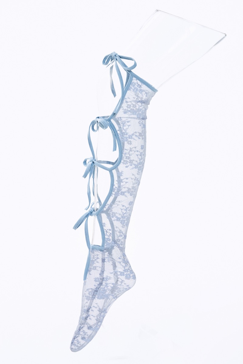 (4차) New ribbon string lace socks _Sky