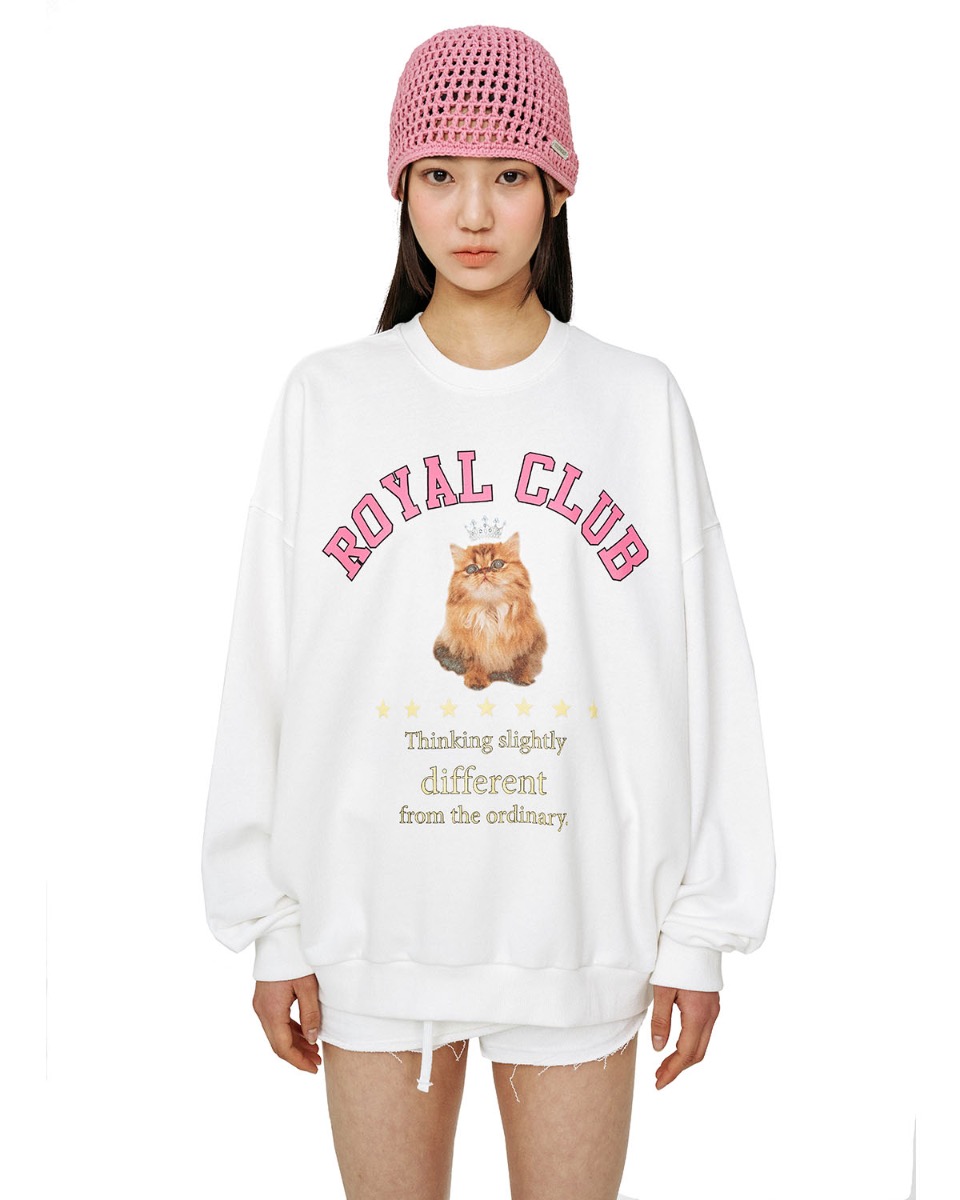 [SEASON OFF SALE] Royal cat sweatshirts_WHITE